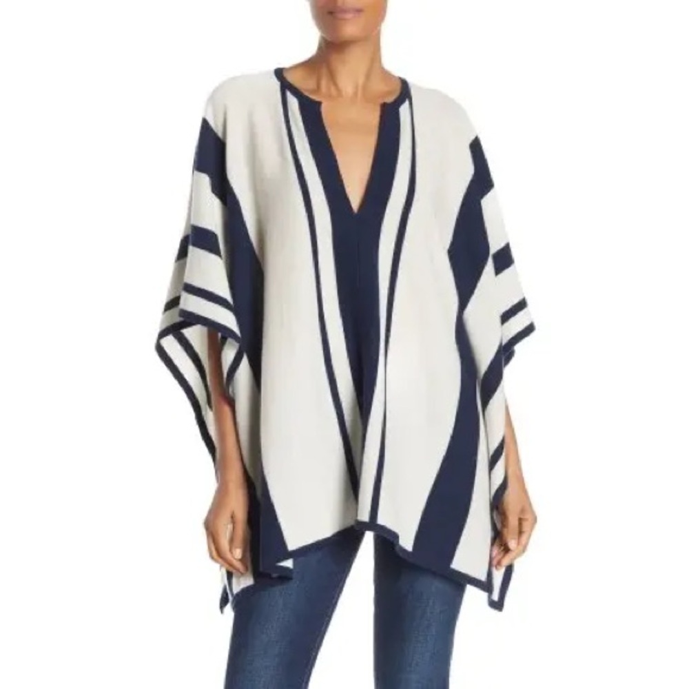 TOMMY BAHAMA Island 100% Cashmere Stripe Poncho sz One Size - Picture 3 of 13